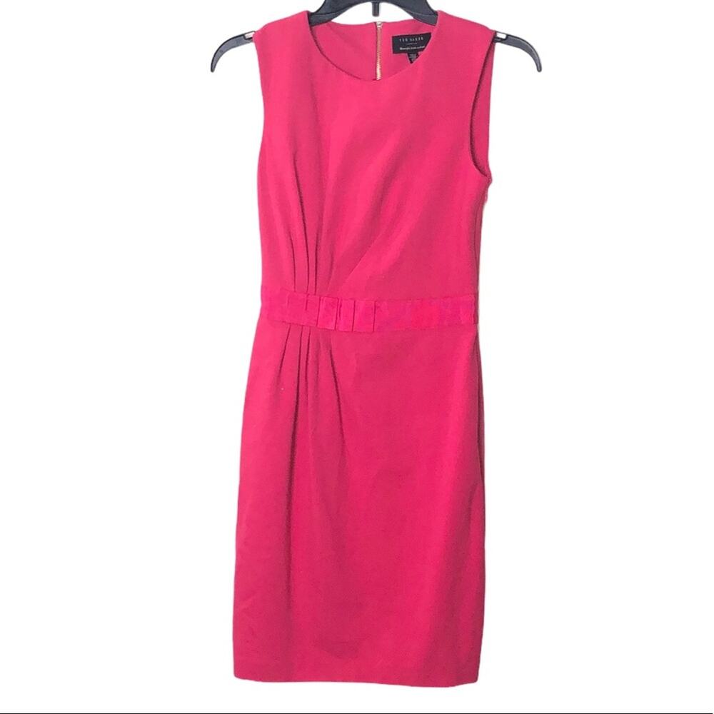 Ted Baker Hot Pink Sleeveless Sheath Dress Size 0